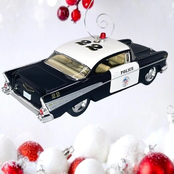 1957 Chevrolet Bel Air Police Cop Car Chevy 5" 1/40 Christmas Tree‎ Ornament - Picture 2 of 7